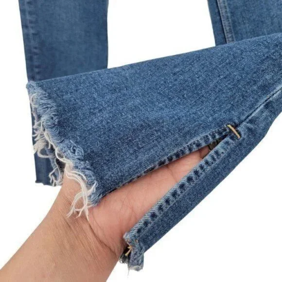 Zara  Medium Blue Fray Split Hem Jeans - Picture 2 of 10